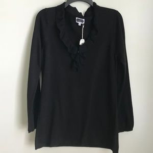 New Mud Pie Black Laura Ruffle Sweater Tunic